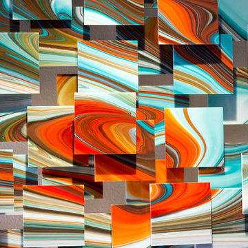 "Groovy" Glass and Metal Wall Sculpture