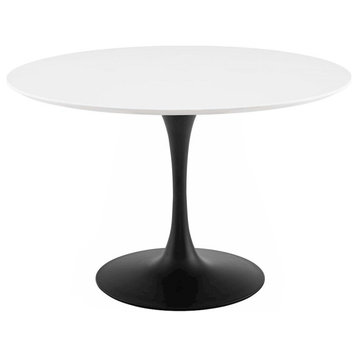 Modway Lippa 47" Round Wood Dining Table in Black/White -EEI-3522-BLK-WHI