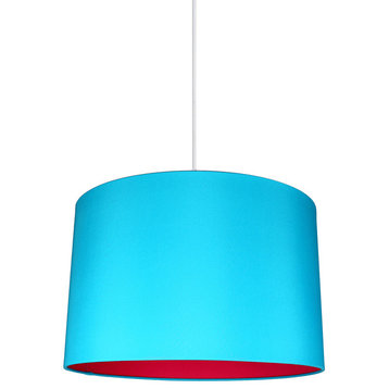 Marie Duo Color Shade Pendant, 10"x15.5", Teal With Fuchsia Lining
