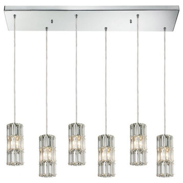 Modern Contemporary Luxe Six Light Chandelier in Polished Chrome Finish