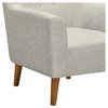 Hyland Mid-Century Accent Chair, Champagne Wood Finish and Beige Fabric