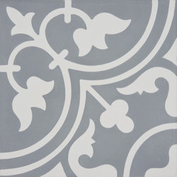 Moroccan Mosaic and Tile House - Casa Handmade Cement Tile, Gray/White, Sample - Tile