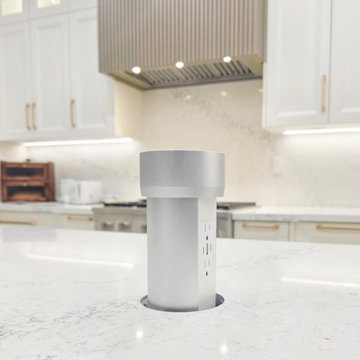 Modern Kitchen Island with Hidden Pop-Up Power