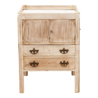 English Bleached Mahogany Bedside Cabinet Farmhouse Accent