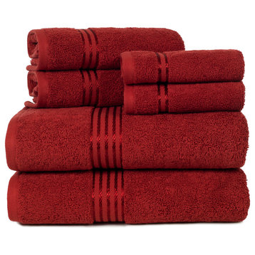 100% Cotton Hotel 6 Piece Towel Set by Lavish Home, Burgundy