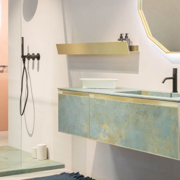 Shower tray and countertop in Verderame - Ossido series
