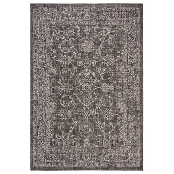 Safavieh Courtyard Cy8680-36621 Outdoor Rug, Black and Ivory, 5'3"x7'7"