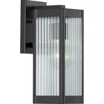 Progress Lighting - Progress Lighting Felton Black Small Wall Lantern, Clear Ribbed, P560129-031 - The frame holds elongated, rippled glass panels through which a warm, guiding glow will shine. The rectangular matte black frame's intelligent design is just right for illuminating any outdoor space. Achieve the stylish and peaceful home environment you've been waiting for with this beautiful wall light. Ideal for any foyer, bedroom, entryway, porch, or patio. Perfect for urban industrial and Craftsman settings. Measures 4-1/2-inch width by 12-3/4-inch height. Uses one medium base bulb that is sold separately (100w max - LED or incandescent). Able to be fully dimmable with dimmable bulbs. Includes installation instructions and mounting hardware. Progress Lighting products are designed for exceptional quality, reliability, and functionality.