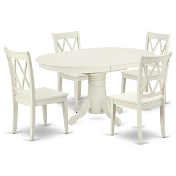 East West Furniture Avon 5-piece Dining Set with Double X back Chairs in White