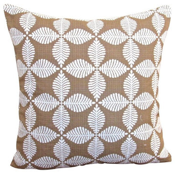 Brown Geometric Floral Accent 20x20 Throw Pillow, Pillow Cover Only