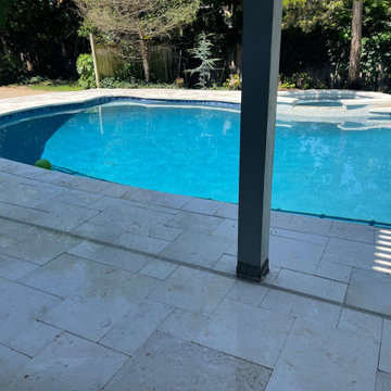Concrete Pool & Spa Remodel with Travertine Coping/Deck & Patio