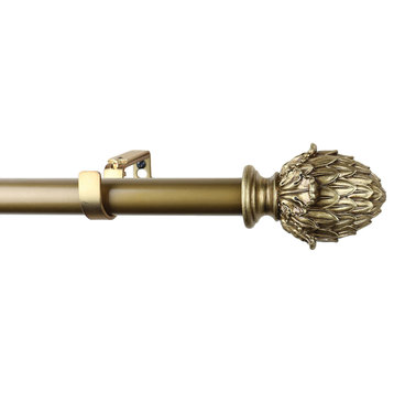 1" Diameter Artichoke Curtain Rod, 84"-120", Renaissance Gold