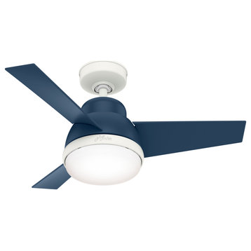 Hunter 36" Valda Ceiling Fan, Indigo Blue With LED Light and Handheld Remote