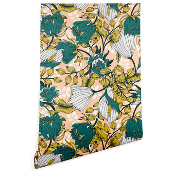 Deny Designs Marta Barragan Camarasa Tropical Bloom Wallpaper, Green, 2'x4'