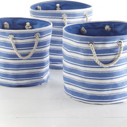 Striped Barrel Bags - Blue - Storage And Organization