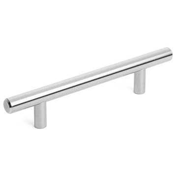 Diversa Brushed Satin Nickel Euro Style Solid Cabinet Bar Pulls, 3-3/4" (96mm) H