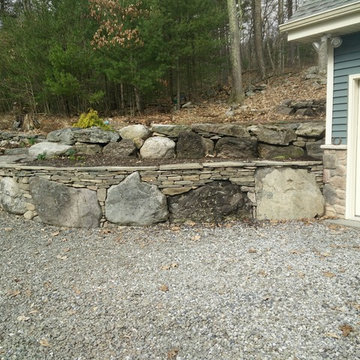 Semi-Dry laid retaining wall on exisiting boulders