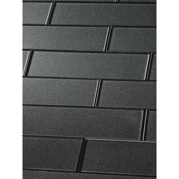 Forever 3 in x 12 in Straight Edge Glass Subway Tile in Glossy Eternal Gray