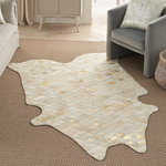 Mina Victory - Mina Victory Couture Rug Scalloped Hair On Lt 60"X84" White/Gold Decorative Rug - Mina Victory Couture Rug Scalloped Hair On Lt 60" x 84" White/Gold Indoor Decorative Rug