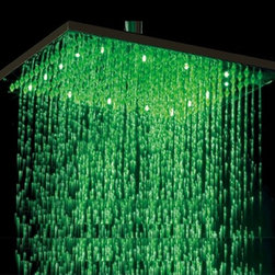 Fontana 16" Oil Rubbed Bronze Square Color Changing LED Rain Shower Head - Showerheads And Body Sprays