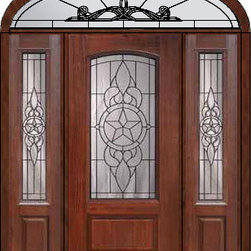Prehung Side lights-Transom Door 80 Fiberglass Brazos Arch Lite - Front Doors