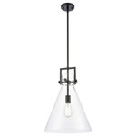 Innovations Lighting - 1-Light Mini Pendant, Matte Black, Clear - The Newton is a modern industrial collection that incorporates Exceptional architectural details and heavy metal design. These fixtures come together with a cone, bell, or sphere shaped shade, in metal or glass. Making this collection perfect for creating a truly exceptional space.