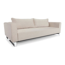 "Innovation" Cassius Sleek Natural Khaki Sofa Bed / Chrome Legs - Sofas