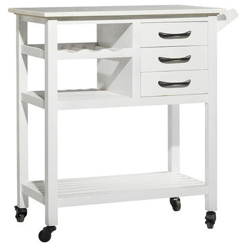 Contemporary Kitchen Cart, Lebbeck Wood Construction With Plenty Storage Space