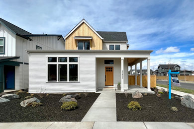 Design ideas for a modern house exterior in Portland.