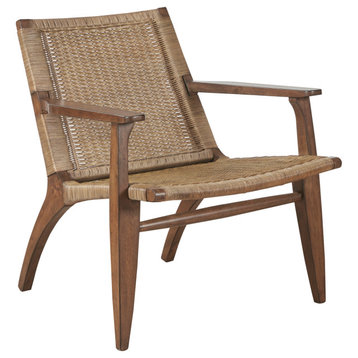 Madison Park Clearwater Rustic Farmhouse Ratten Seat Arm Chair, Natural
