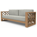 Cavan Furniture - London Lounge Sofa, Wire Brushed Teak Wood, Canvas Granite, Natural - Architecturally designed with a modern, lattice styling and a wide base give the London Lounge Sofa a perfect decor option to anyone looking for outdoor furniture created for maximum statement appeal.