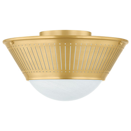 Hudson Valley Lighting Elsmere Flush Mount, Aged Brass