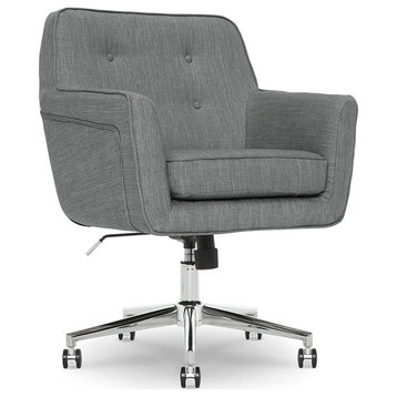 Ergonomic Office Chair, Memory Foam Cushion and Button Tufted Back, Grey