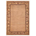 Bareens Designer Rugs - Boho Chic Gabbeh Reatha Beige/Rust Wool Rug - 5'11'' x 9'0'' - With strict standards of craftsmanship and quality of materials used this modern inspired hand knotted Gabbeh rug is a unique piece of world art. A fashionable handmade rug crafted by skilled artisans with trendy and elegant design with sophisticated modern color pallet creates a compelling focal point in any living area. Hand-knotted Gabbeh rugs are the simplest of all oriental handmade rugs, featuring small animal and human figures on an empty field. They are also designed with colorful geometric shapes which makes them unique and versatile. A hand-knotted Gabbeh rug is referred to as a modern contemporary and geometric piece of art. Intricately hand-knotted with luxurious wool and outstanding quality this rug meshes with classic to contemporary decor seamlessly.