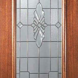 Slab Single Door 80 Wood Mahogany Versailles 1 Panel 3/4 Lite Glass - Front Doors