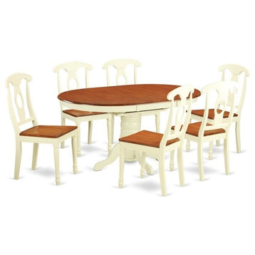 7-Piece Dining Room Set For 6, Oval Dining Table And 6 Dining Chairs
