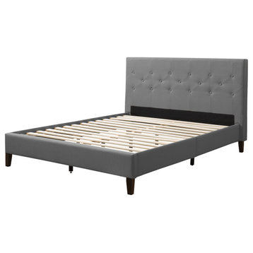 CorLiving Nova Ridge Tufted Upholstered Bed, Queen, Light Gray