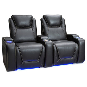 Seatcraft Equinox Leather Home Theater Seating Power Recline Headrest Lumbar, Bl