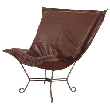 Howard Elliott Avanti Pecan Scroll Puff Chair, Titanium Frame