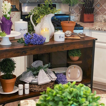 Houzz Kitchens | Kitchen Island Table with Mesh Shelves