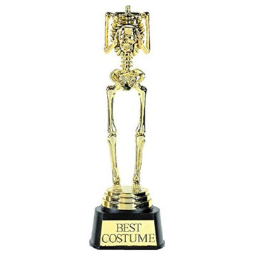 Amscan Best Costume Skeleton Plastic Trophy 9 1/2" x 3", Gold
