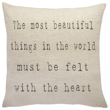 "Most Beautiful Things" Linen Pillow, 18"x18"