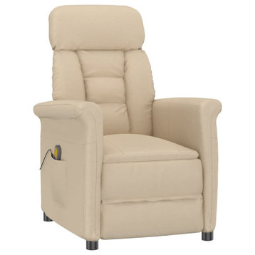 vidaXL Massage Chair Electric Massaging Recliner Chair Cream Faux Suede Leather