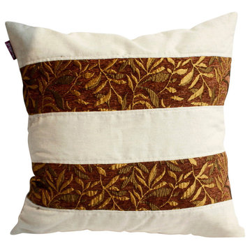 Gold Autumn Linen Stylish Patch Work Pillow Floor Cushion 19.7 by 19.7 inches
