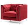Glory Furniture Pompano Velvet Chair in Burgundy