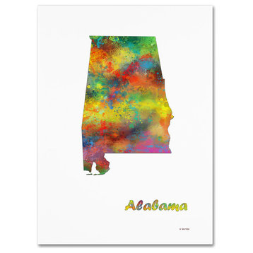 Marlene Watson 'Alabama State Map-1' Canvas Art, 24"x32"