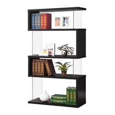 Bowery Hill 4 Shelf Asymmetrical Snaking Bookcase in Black