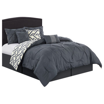 Loren 7-Piece Reversible Comforter Set, Gray, California King