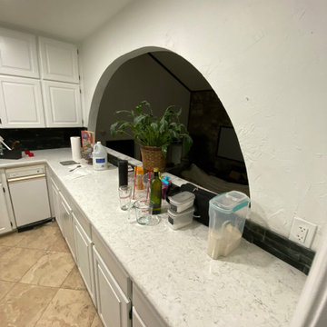 Carrara quartz kitchen countertops