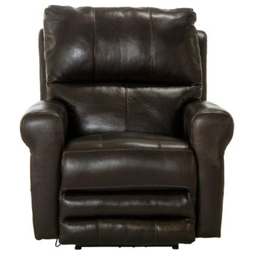 Samuel Power Lay Flat Recliner with USB Charging Port in Chocolate Brown Leather